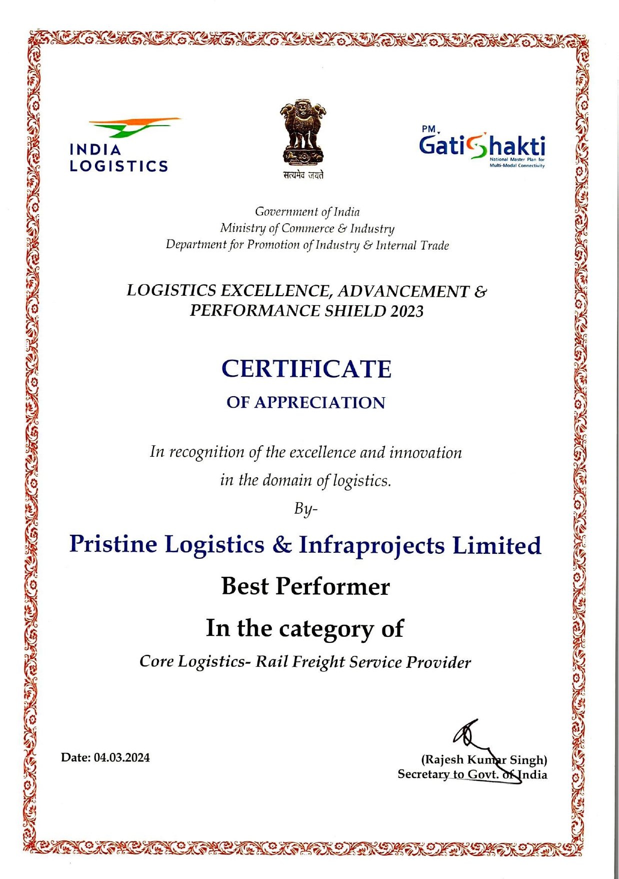 Northern India Multimodal Logistics Award-2023